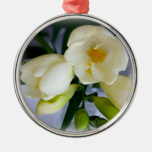 vit gult freesia julgransprydnad metall