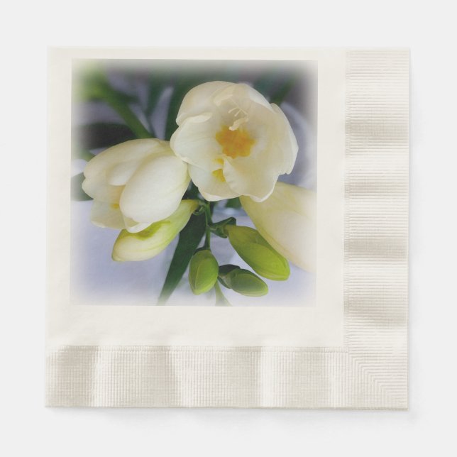 vit gult freesia pappersservett (Framsidan)