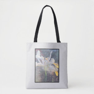 Vit Gult Iris Elegant Blommigt Photo Tote Tygkasse