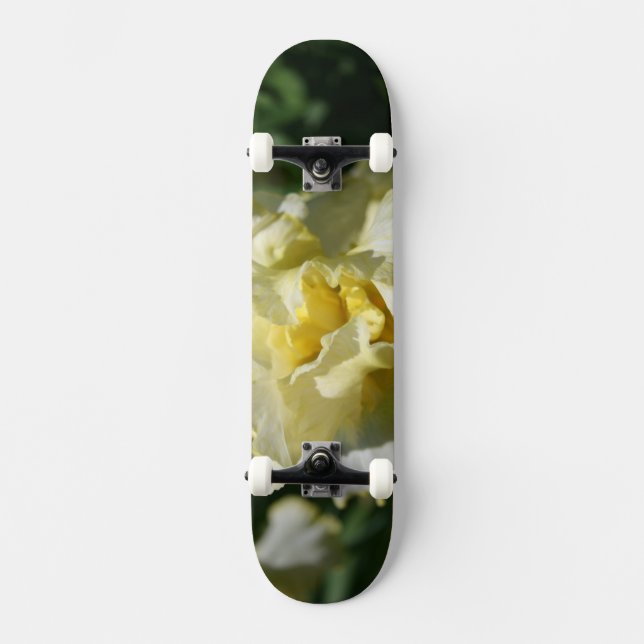 Vit Gult Iris Flower Mini Skateboard Bräda 18,5 Cm (Framsida)