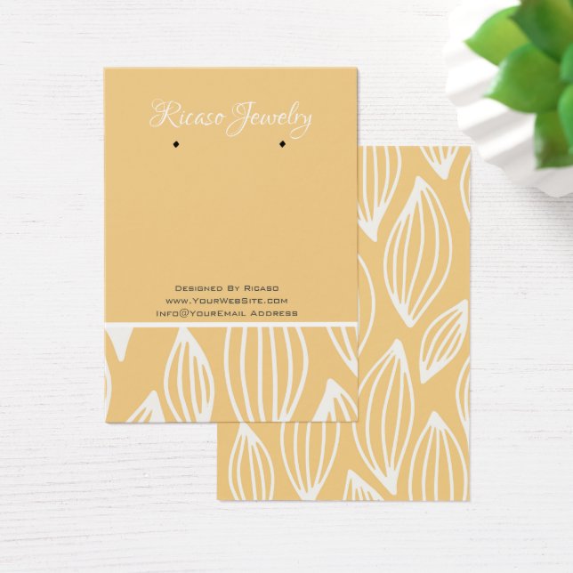 Vit Gult Löv Mönster Öronläge Visitkort (Skivbord)