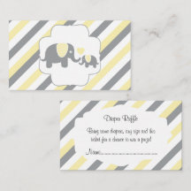 Vit, Gult och Grått Rand Elephants Diaper Raffle