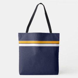 Vit Gult Rand på marinblå Tävla Tygkasse
