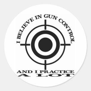 Vit Gun Control Practice Lot Runt Klistermärke
