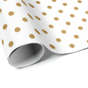 Vit, gyllene, liten Polka dots-konfetti Presentpapper