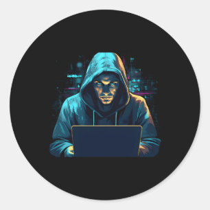 Vit hacker för cyberkrigare och etisk hacker runt klistermärke