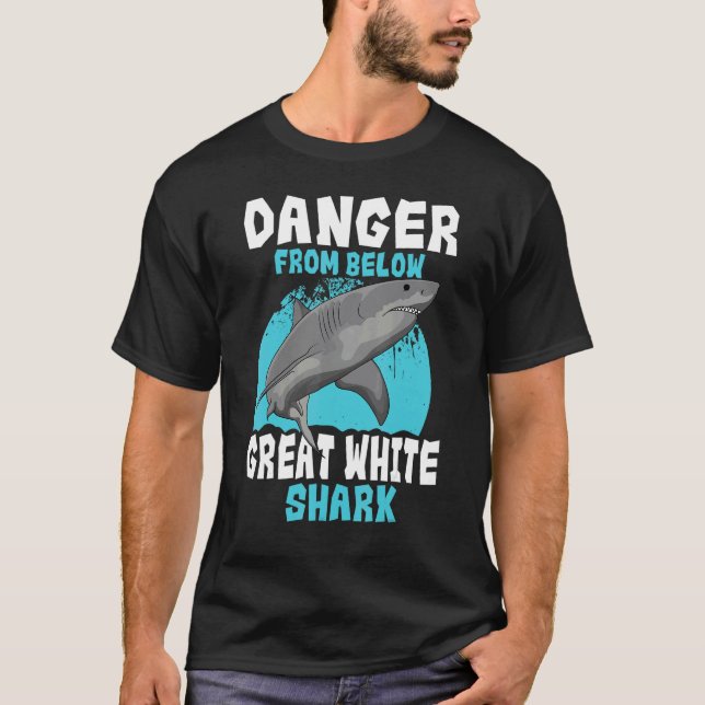 Vit haj fara underifrån Största rovdjur T Shirt (Framsida)