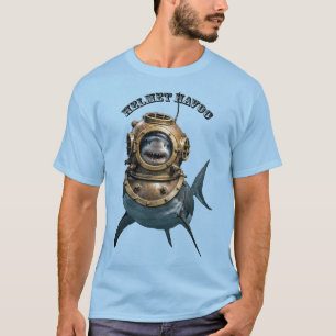 Vit haj inuti en dykhjälm URM T Shirt