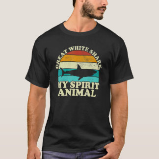 Vit Haj Min Andliga Djur  Vintage Fisk F T Shirt