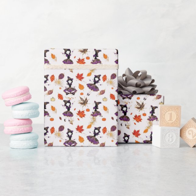 Vit  | Halloween Liten Häxa Presentpapper (Baby Shower)