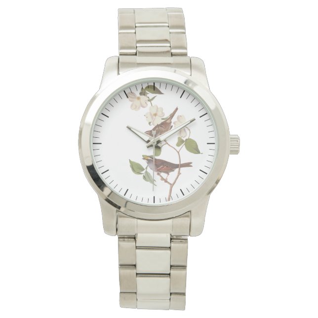 Vit halmstrupe från Sparrow Bird Watch Armbandsur (Framsida)