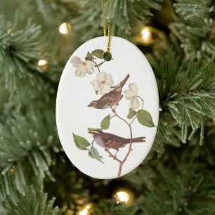Vit halmstrupig julklapp, julprydnad julgransprydnad keramik