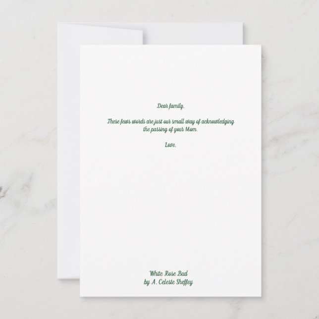 Vit hälsningskort för Rosenknopp Anteckningskort (Baksida)