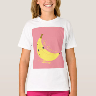 vit halvärmad T-shirt för barn med banandesign
