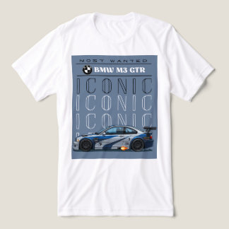 Vit halvärmad T-shirt med Bmw-tryckt design