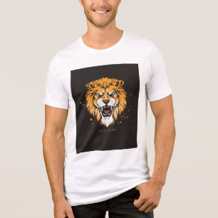 vit halvärmad t-shirt med lejon design