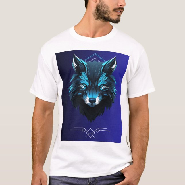 vit halvt t-shirt med framsidesdesign varg  (Framsida)