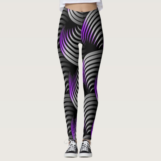Vit halvvridning på svart bakgrund leggings (Framsida)