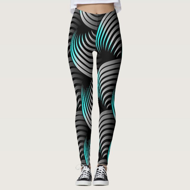 Vit halvvridning på svart bakgrund leggings (Framsida)