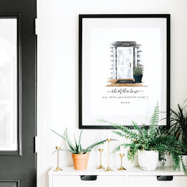 Vit Hamptons-dörr för hemsött vattenfärgsfärg Poster