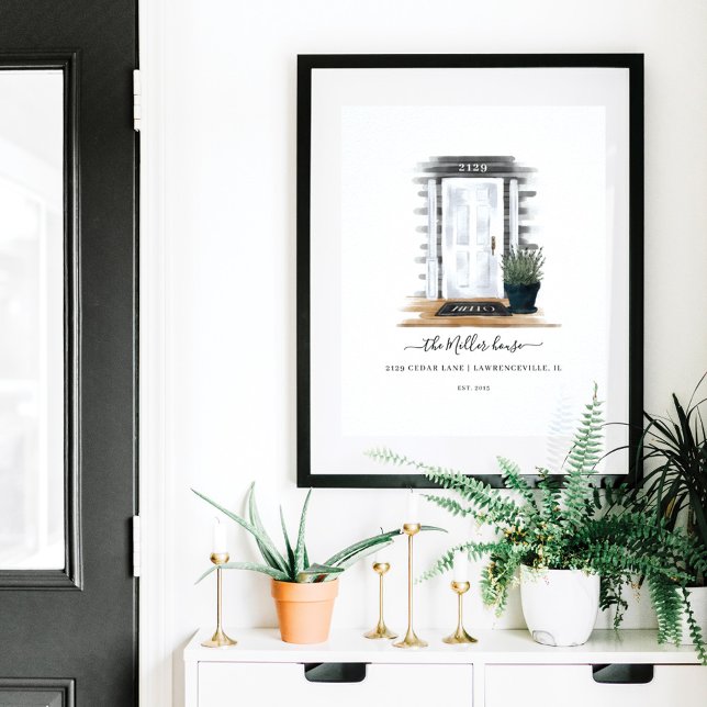 Vit Hamptons-dörr för hemsött vattenfärgsfärg Poster (Skapare uppladdad)