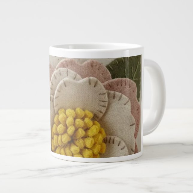 Vit Handgjord Mugg – Minimalistisk KaffeKopp Jumbo Mugg (Framsida höger)