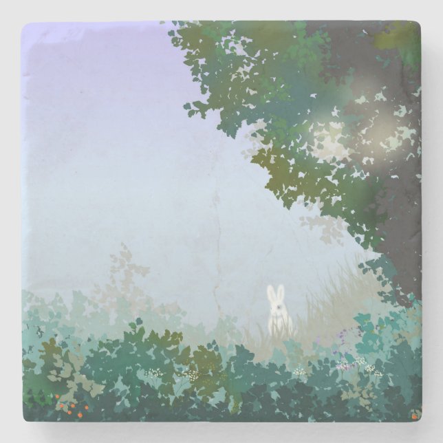 Vit hår på en konstgjord morgon stenunderlägg (Framsidan)