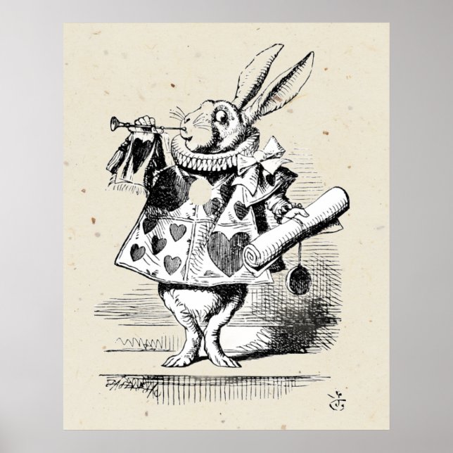 VIT HARE HERALD - ALICE I UNDERLAND POSTER (Framsidan)