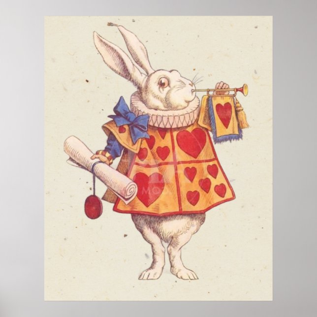 VIT HARE HERALD - ALICE I UNDERLAND POSTER (Framsidan)