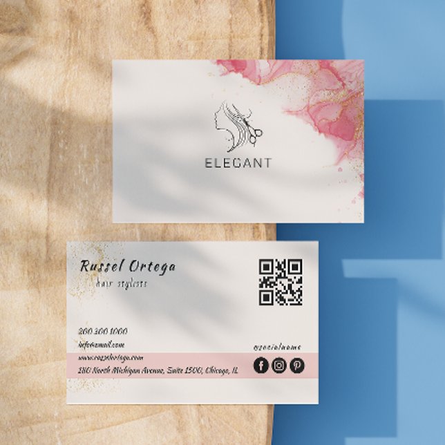 Vit Hårsalon-handskriven skripttypografi Visitkort (White Hair Salon Handwritten Script Typography Business Card)