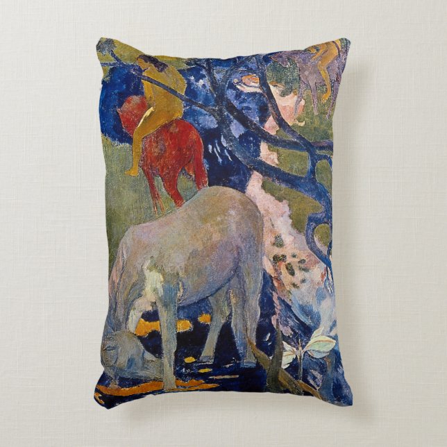 Vit häst av Paul Gauguin Prydnadskudde (Framsidan(Vertikal))
