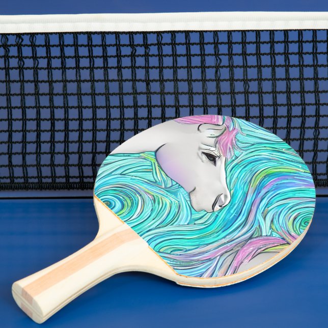Vit häst Sömlös pastel Färgad Mönster Pingisracket (Insitu)