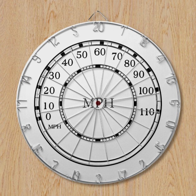 Vit hastighetsmätare MPH Garage Dart Board Darttavla (Add your initials and put it in your garage!)