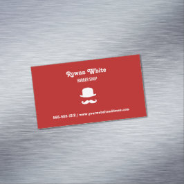 Vit hatt och mustasch silhouette röd magnetiska visitkort