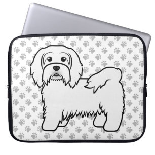 Vit Havanesiskt Sött Serieteckning Hund Illustrati Laptop Fodral