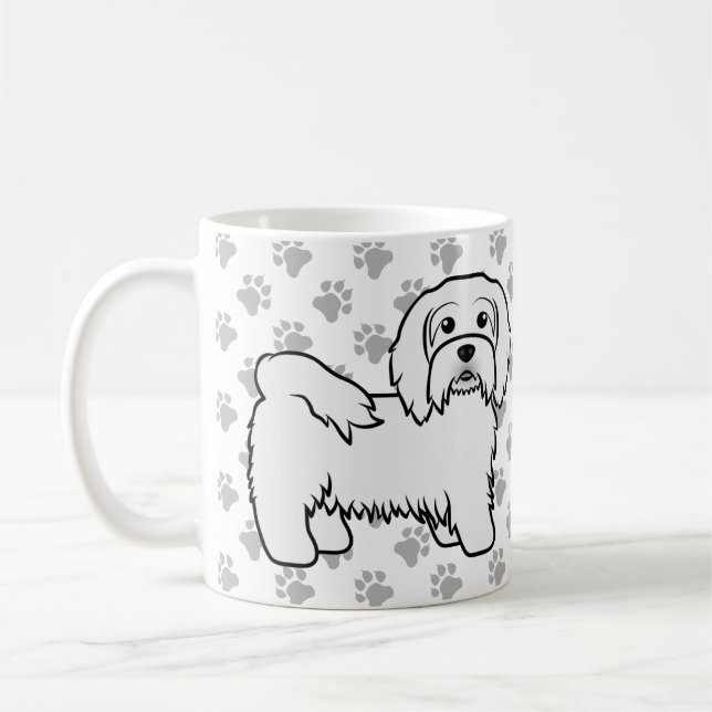 Vit Havanesiskt Sött Serieteckning Hundillustratio Kaffemugg (Vänster)