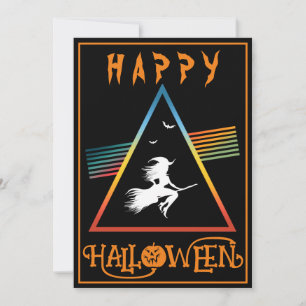 VIT HÄXA PÅ KVAST GLAD HALLOWEEN KOSTYMPARTY INBJUDNINGAR