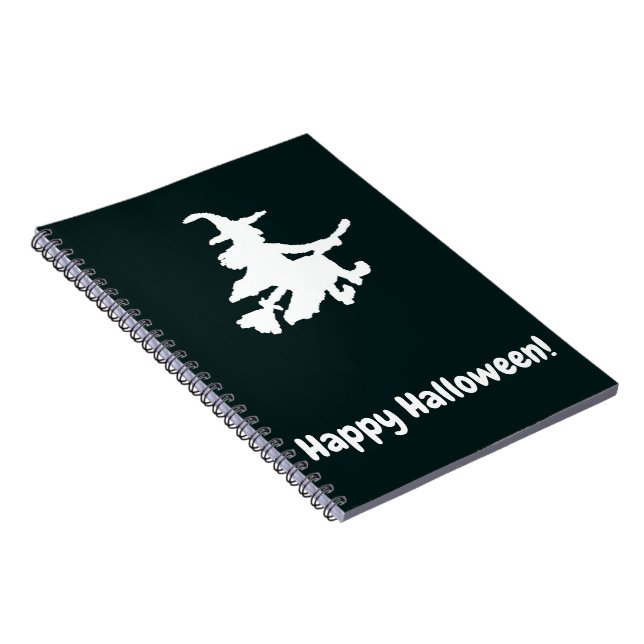 Vit häxa på svart - Glad Halloween  Anteckningsbok (Högra Sidan)