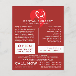 Vit Hearted Toth Logotyp Tandvård, Dentist Advert Flygblad