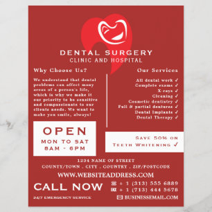 Vit Hearted Toth Logotyp Tandvård, Dentist Advert Reklamblad