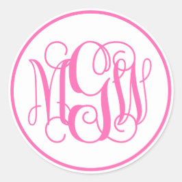 Vit het rosa vinranka script monogram, DIY BG Runt Klistermärke