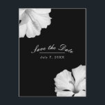 Vit Hibiskus Svart Tropisk Chic Spara Datum Meddelande Vykort<br><div class="desc">Anpassa med valfri text.</div>