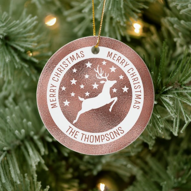 Vit Hjort - Faux Ro guldolja (ej realolja) Julgransprydnad Keramik (Träd)