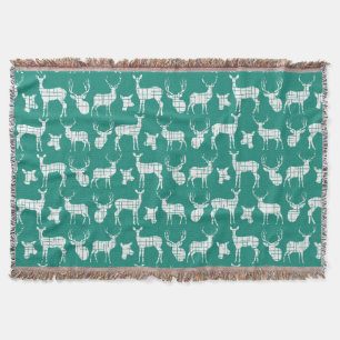 Vit Hjort på Teal Throw Blanket Mysfilt