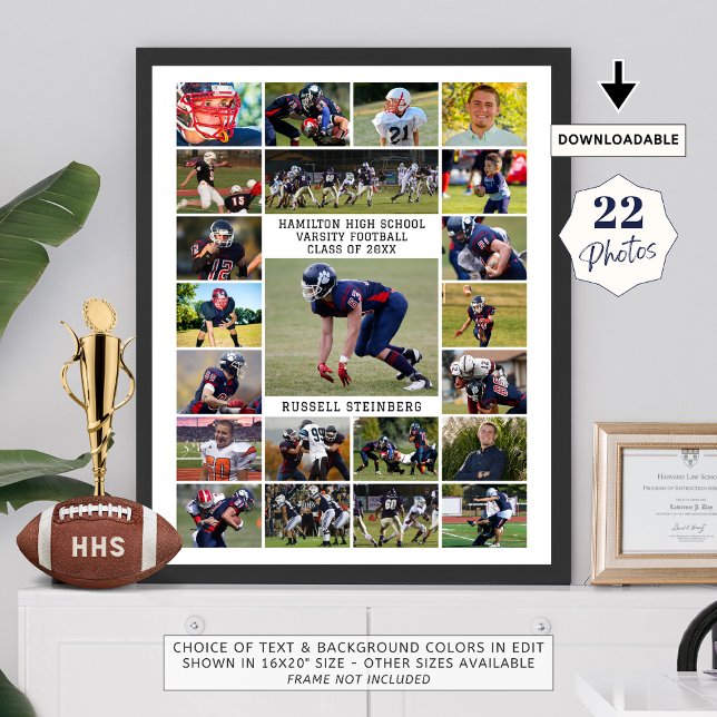 Vit högstadieelev idrott 22 fotokollage poster (Skapare uppladdad)