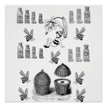 vit honungsbin poster