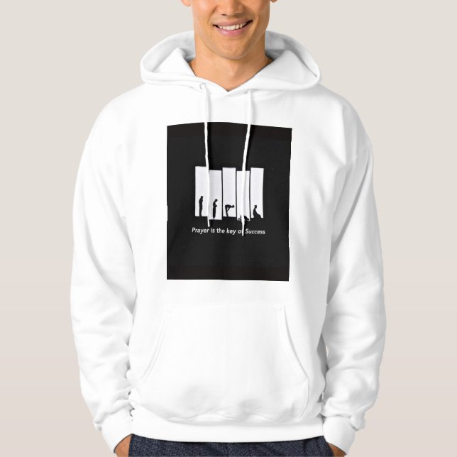 Vit hoodie Tryckt herr hoodie  (Framsida)