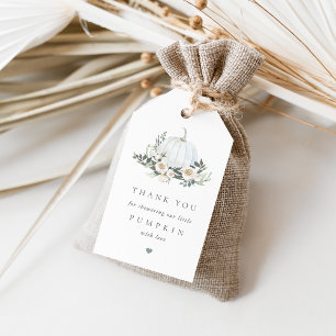 Vit höstpumpa Greenery Baby Shower Favor Presentetikett