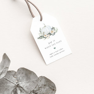 Vit höstpumpa Greenery Baby Shower Favor Presentetikett