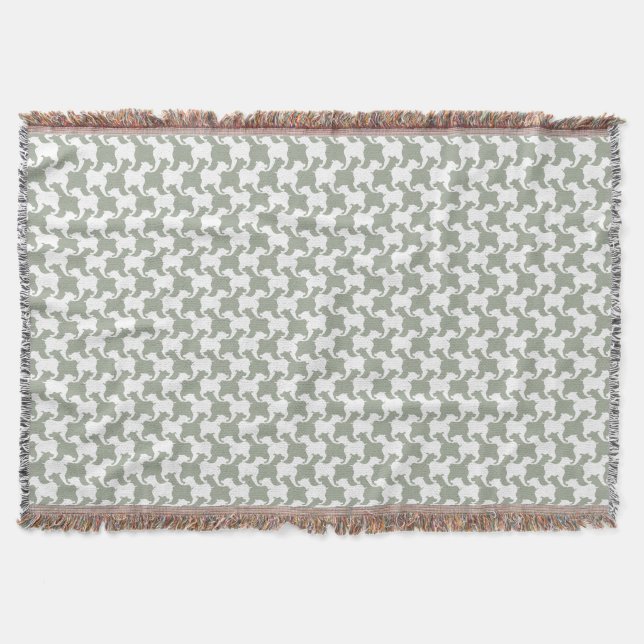 Vit Houndstooth hundar Välj Färg Throw Blanket Filt (Framsidan)